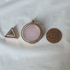 Origami Owl Pink and Gold Necklace Set